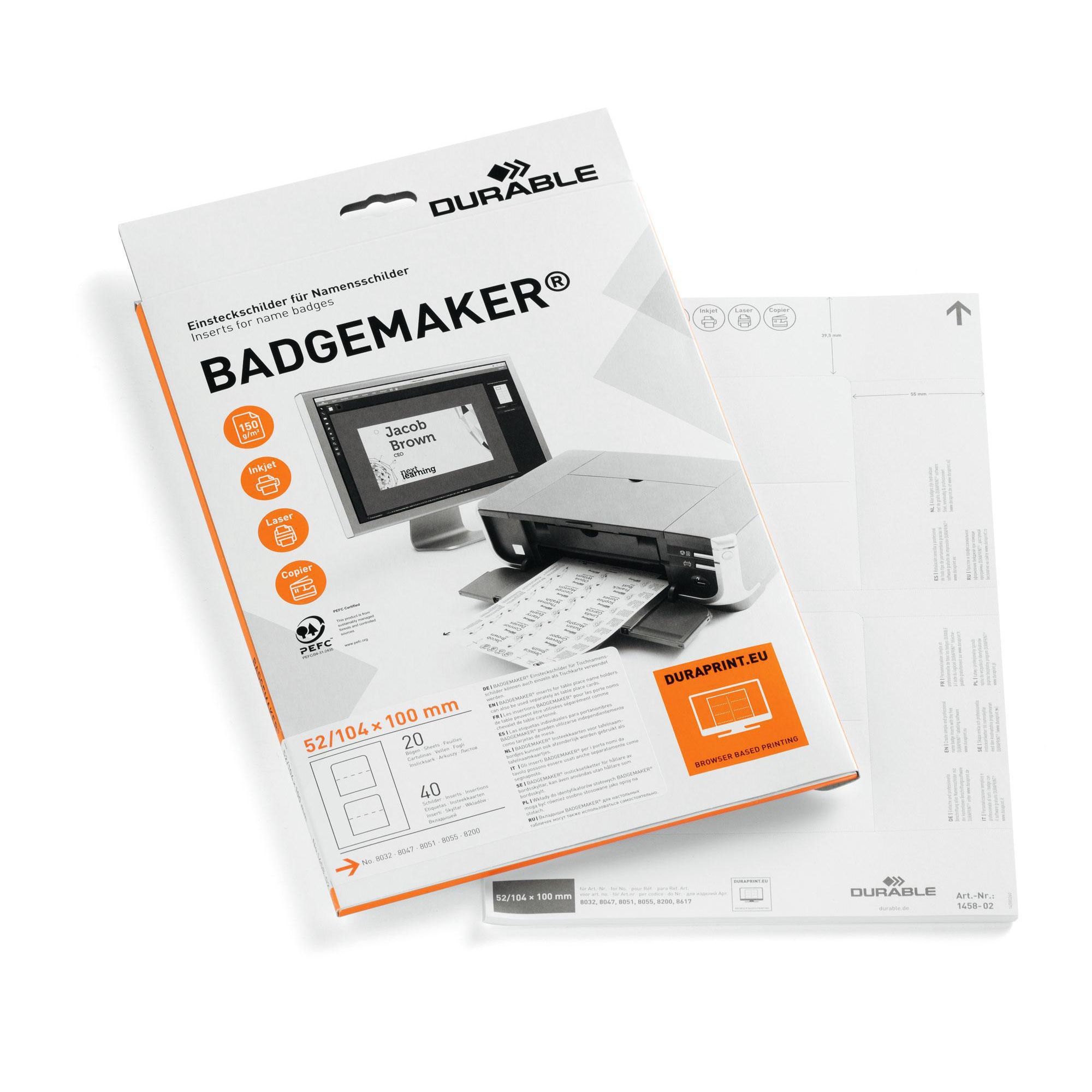 1050283.jpg Étiquettes de rechange Durable 1458, 52 x 100 mm, blanc, paq. 40 unités – Image 1