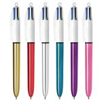 Stylo bille Bic 4 couleurs Shine - coloris assortis - boîte de 12