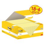 Notes Post-it - 38 x 51 mm - jaunes - 24 blocs x 100 feuilles dont 6 offerts