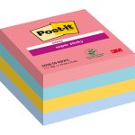 Notes repositionnables Post-it Super Sticky 2028, 76x76mm, 400 feuilles, ass.