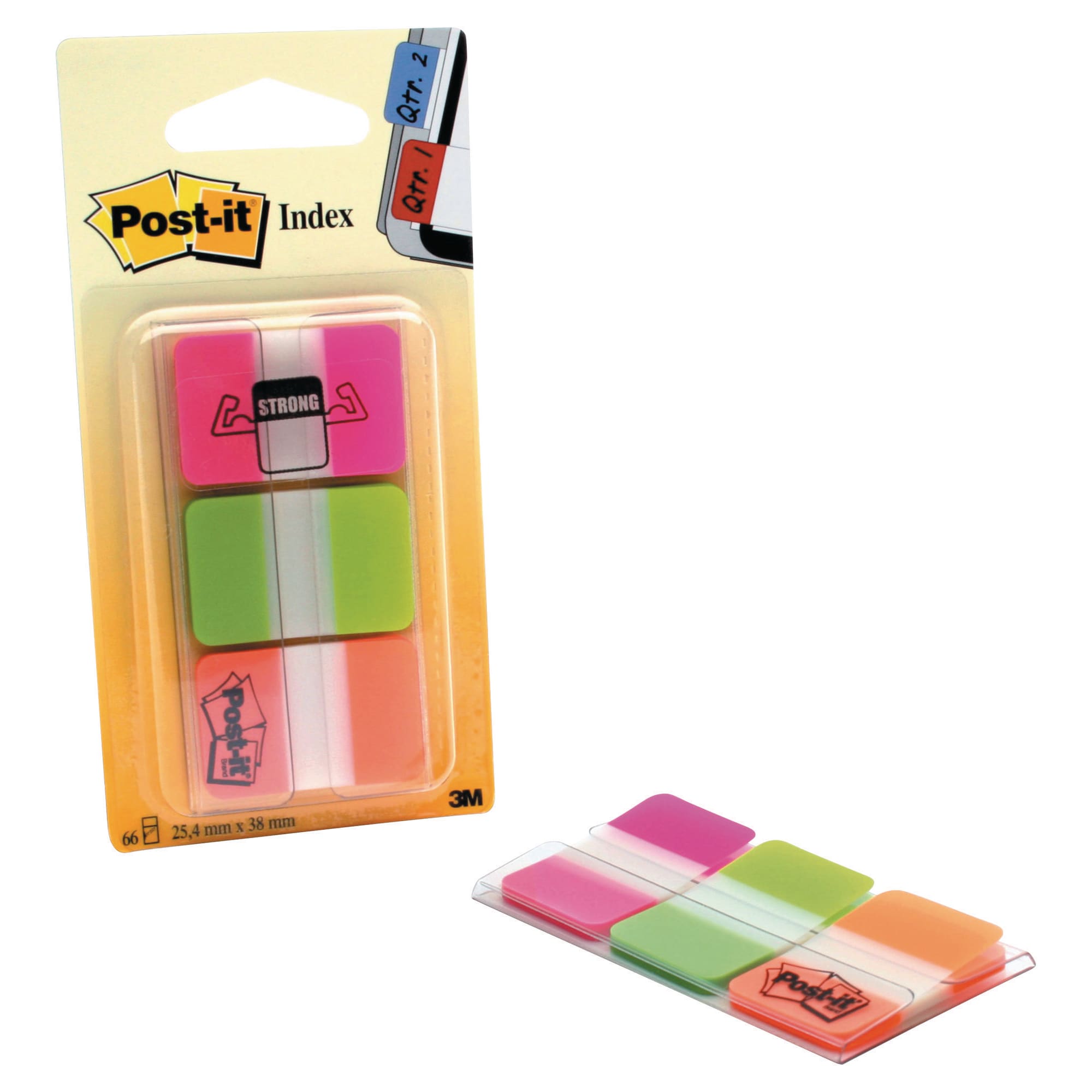 230723.jpg Marque-pages Post-it onglets rigides - coloris néon - 3 x 22 feuilles – Image 1