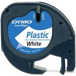 Ruban Dymo Letratag - plastique - 12 mm - noir sur blanc