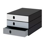 Système de tiroirs pro color flow, 3 tiroirs, noir/gris