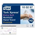 Essuie-mains plié Tork H2 - 2 plis M- extra doux-blanc-21 paquets x 100 feuilles