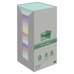 Notes recyclées Post-it Nature - 76 x 76 mm - pastel - 16 blocs x 100 feuilles